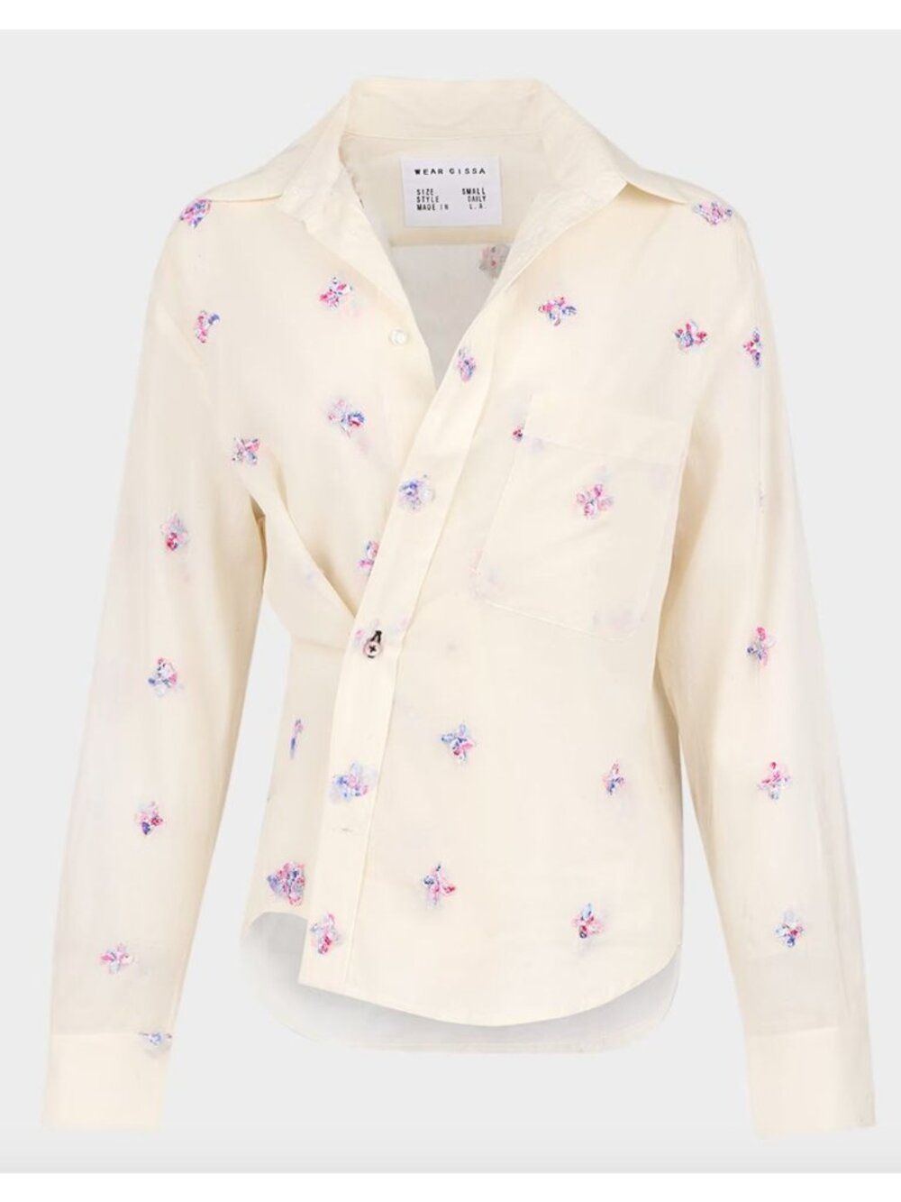 wear CISSA The Daily Shirt Size Medium in Bloom Cream Blouse Button Down